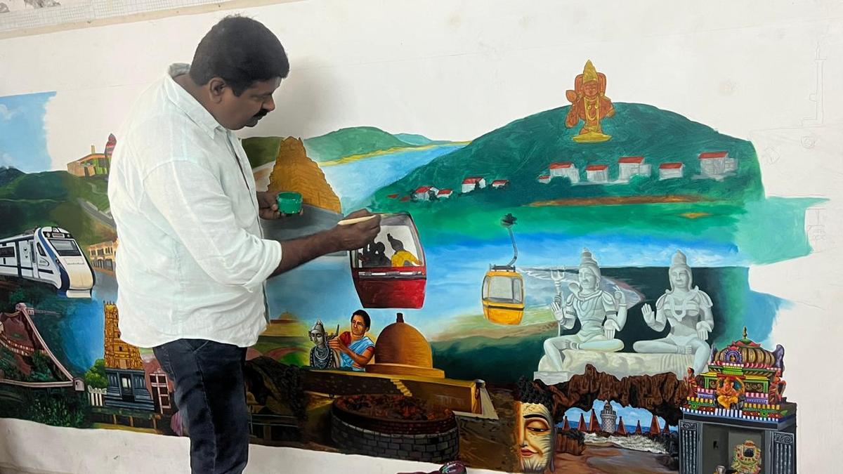 Artist Moka Vijay Kumar’s 24-foot-long acrylic canvas painting bags a place in Asia Book of Records