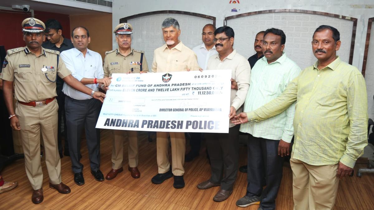 A.P. Police donate one day’s salary, amounting to ₹12 crore, to CMRF for flood relief