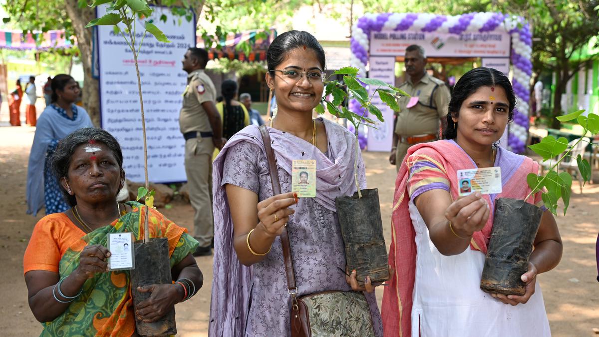 Voters take home saplings at model polling stations in Coimbatore
