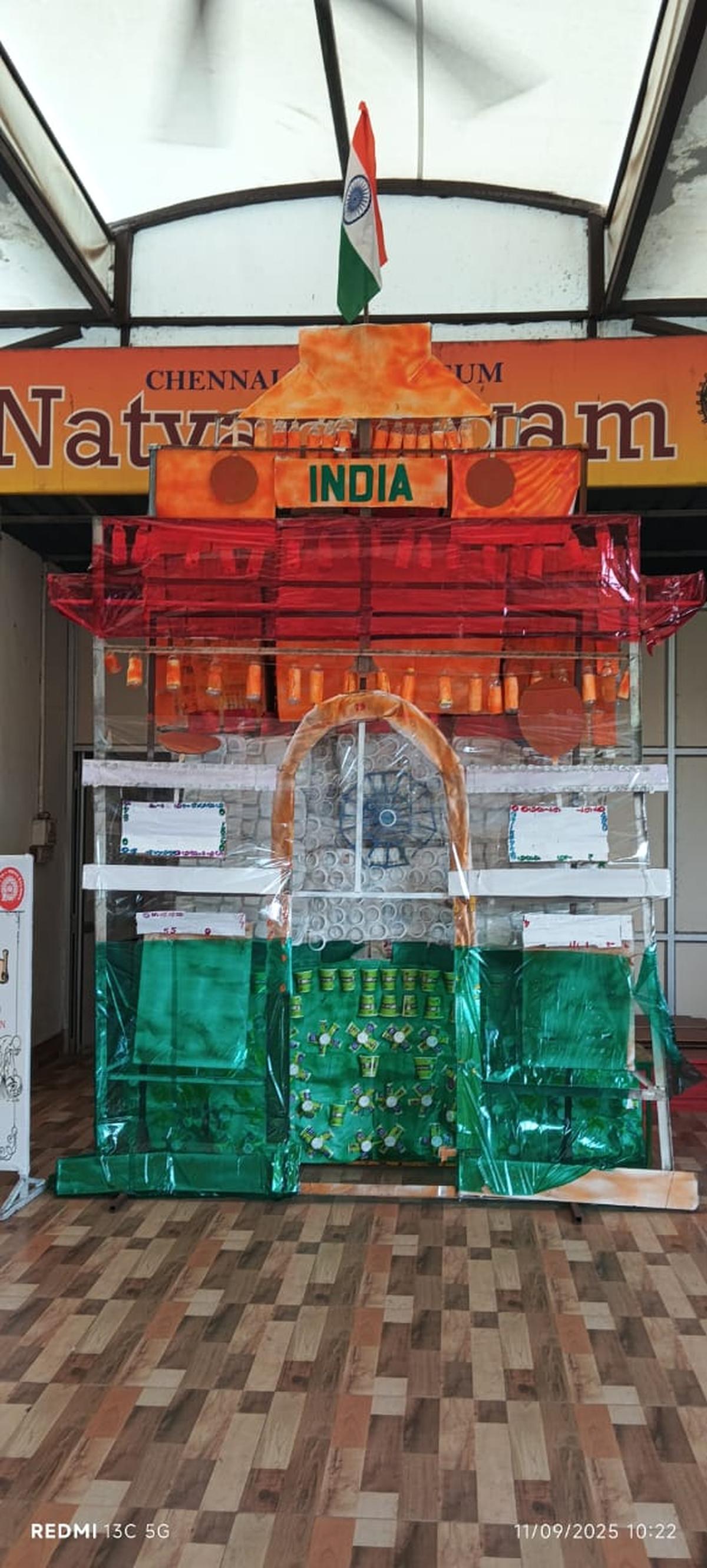 This 12-feet replica of the India Gate was made with waste items, all collected from the museum campus This 12-feet replica of the India Gate was made with waste items, all collected from the museum campus