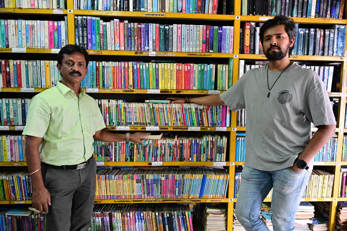 P Satish Kumar and Mukudan at the Easwari Lending Library