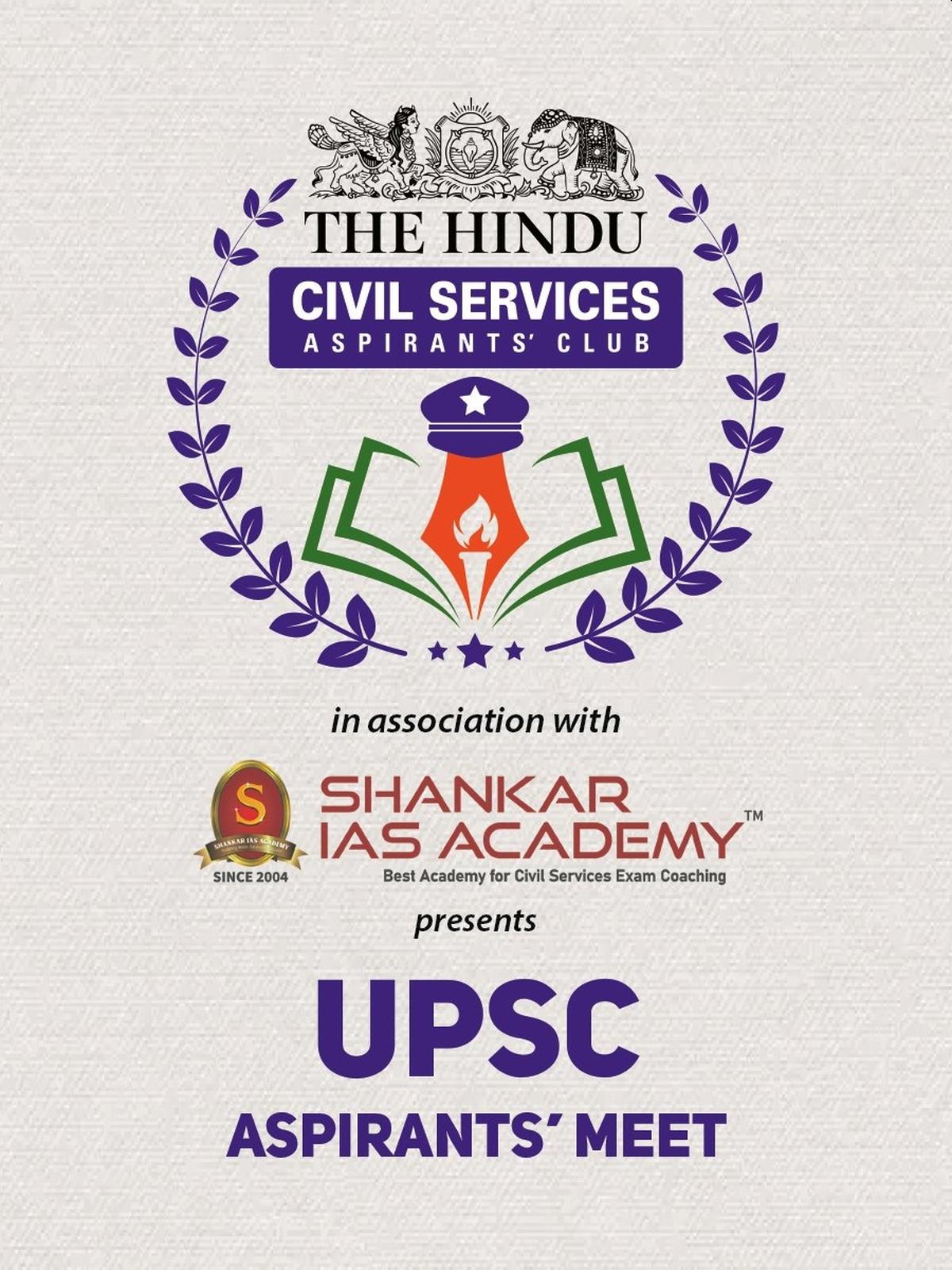 Logo of The Hindu Civil Services Aspirants Club with Shankar IAS Academy.