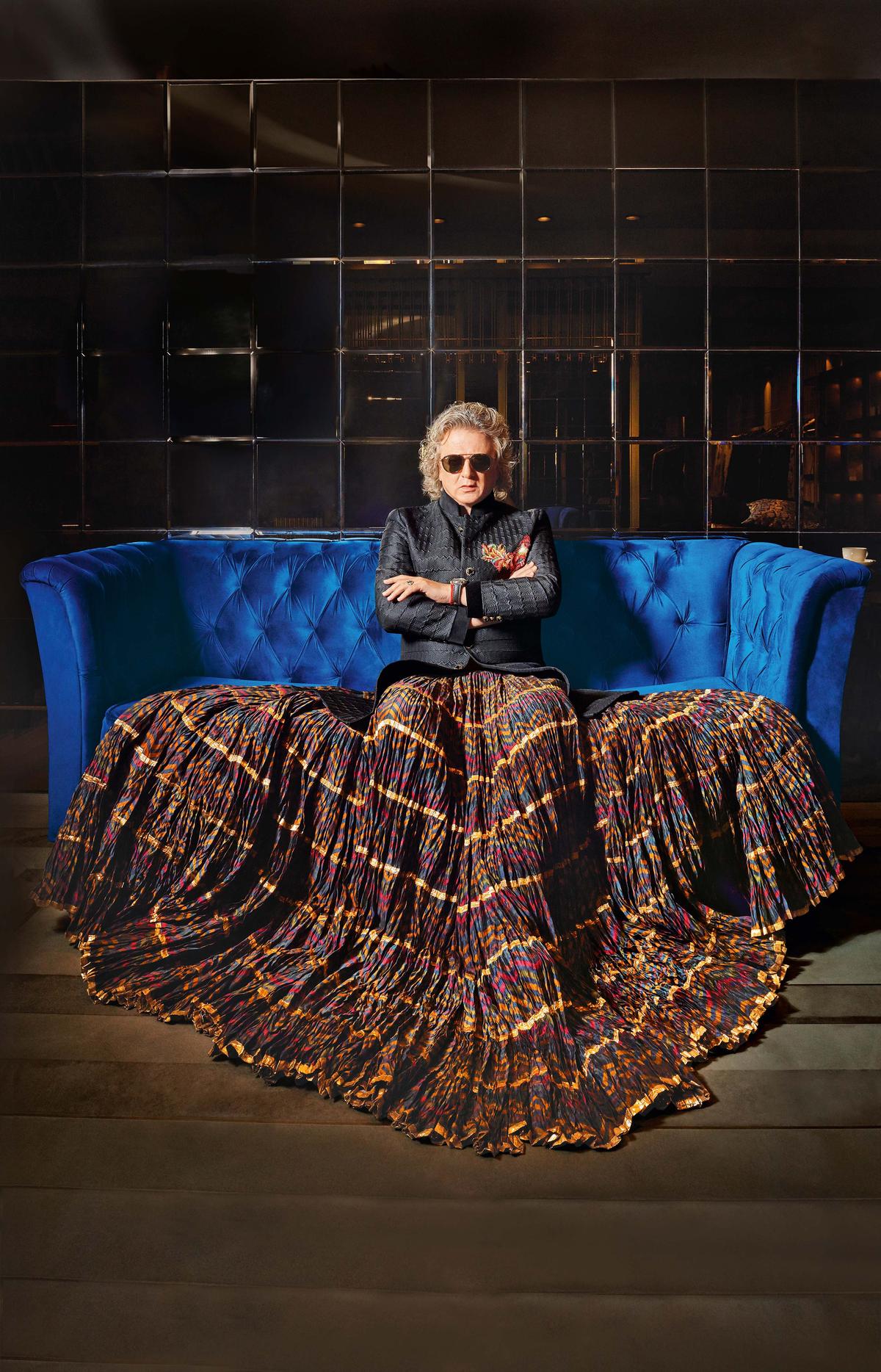 Rohit Bal in a ‘ghaghra’ for a magazine shoot in 2017.