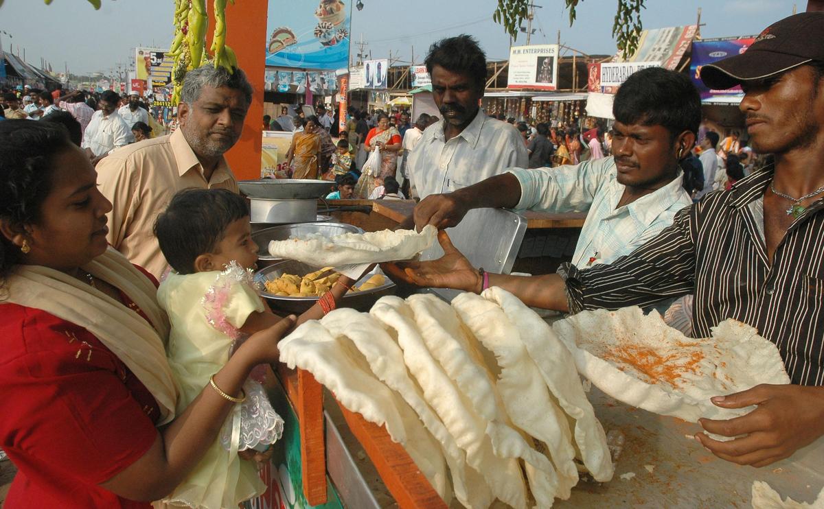 ‘Appalam’ stall at the 34th India Tourism and Trade Fair on Island Grounds in Chennai on February 3, 2008