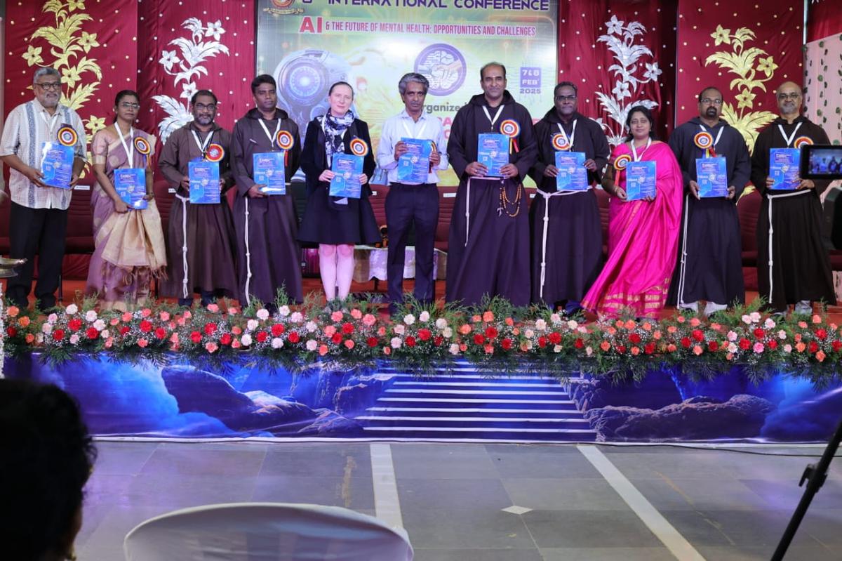 The speakers at the conference held at Anugraha Institute of Social Sciences, Dindigul.