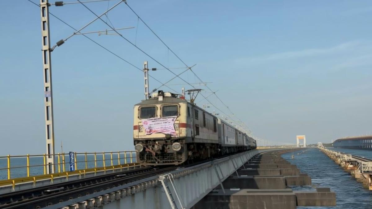 Inspection and high speed trial run of newly electrified section between Ramanathapuram and Rameswaram conducted