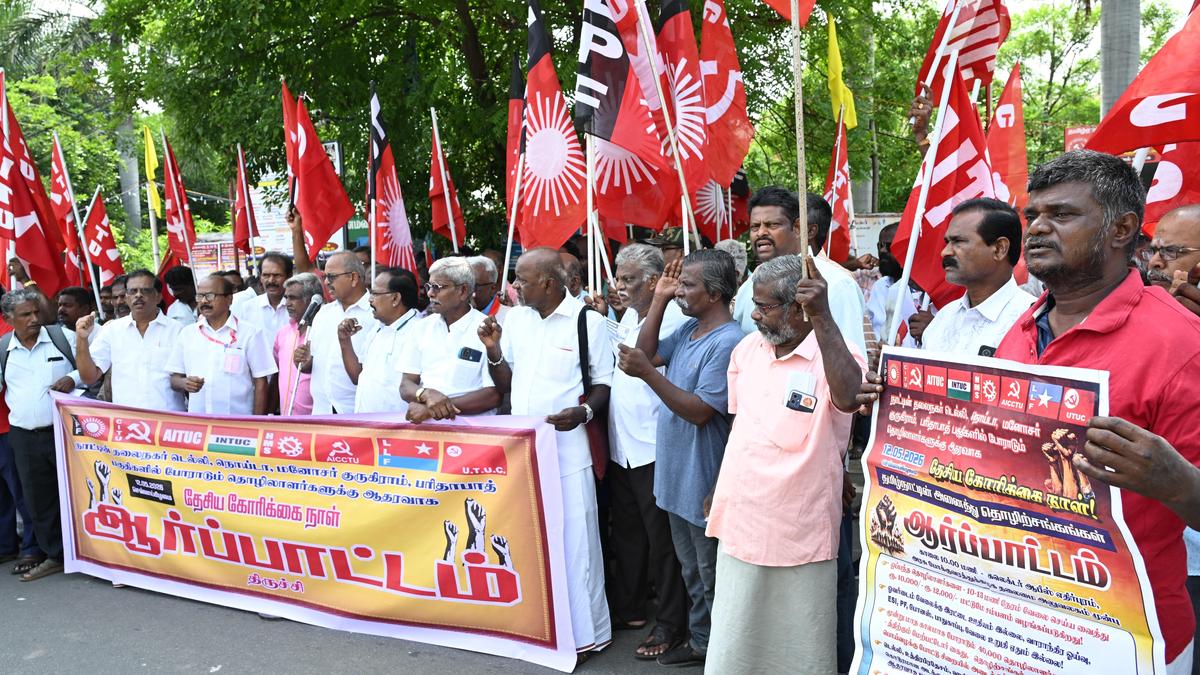 Trade unions stage demo in support of their charter of demands