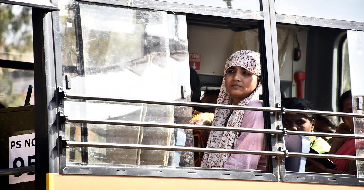 Staff on Telangana Municipal Election duty in Sangareddy on Tuesday.