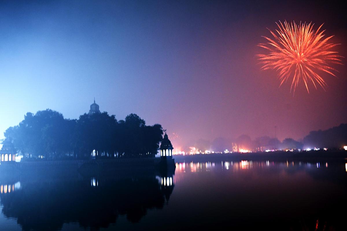Madurai sky turned colourful with the lighting of firecrackers on the eve of Deepavali.