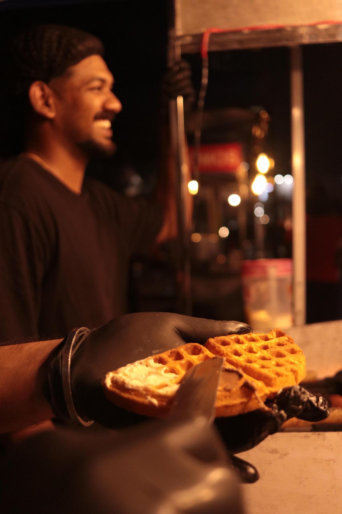 Waffles being made at Wancho de Boc