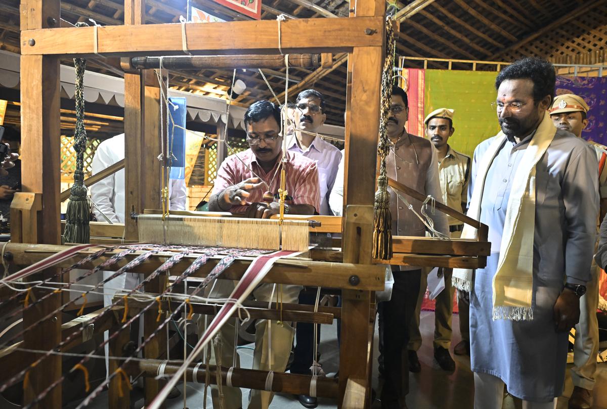 Union Minister of Coal and Mines G. Kishan Reddy at the inauguration of the week-long celebrations to mark National Handloom Day at Shilparamam in Hyderabad on Sunday.