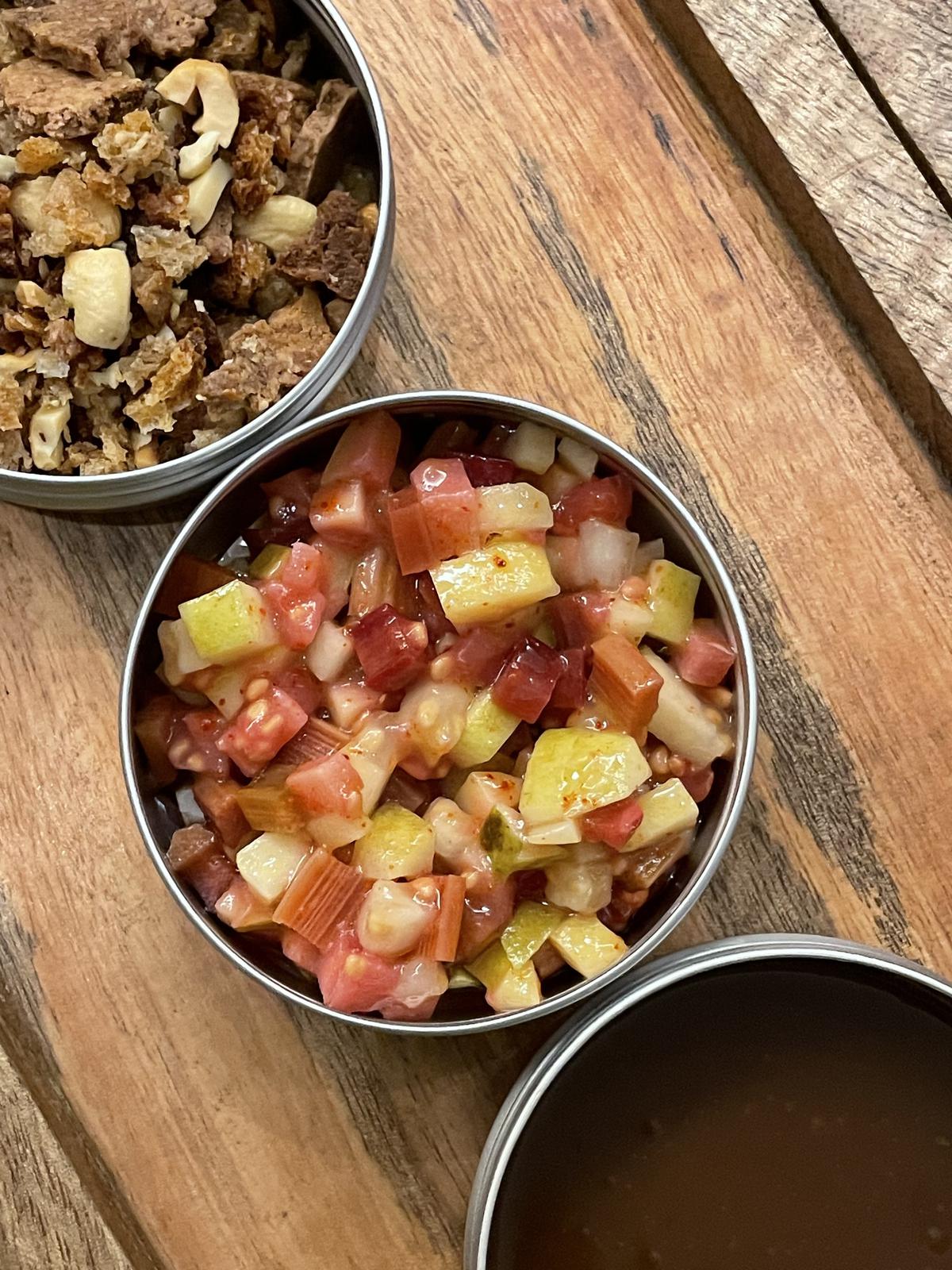 Marinated guava and rhubarb