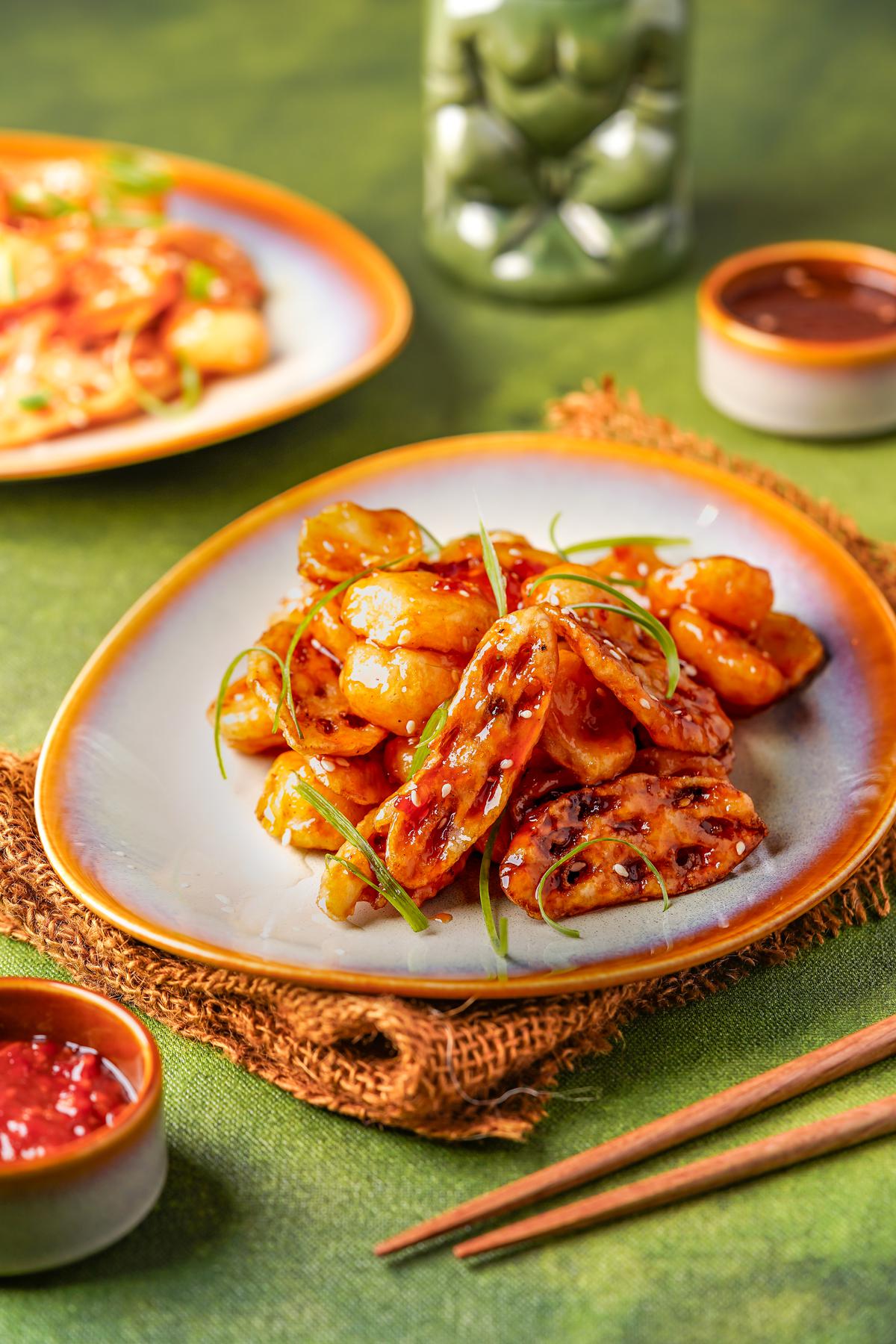 Lotus stem and chestnut tossed with honey and chilli flakes is a speciality of The Oriental Kitchen at Hyatt Regency, Thiruvananthapuram 