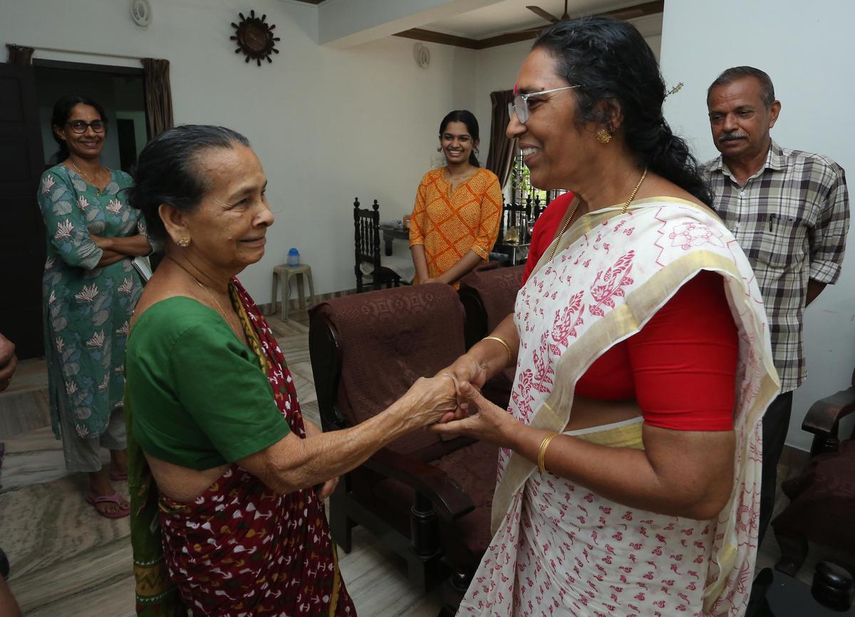 Beena Divakaran, LDF candidate, canvassing votes. 