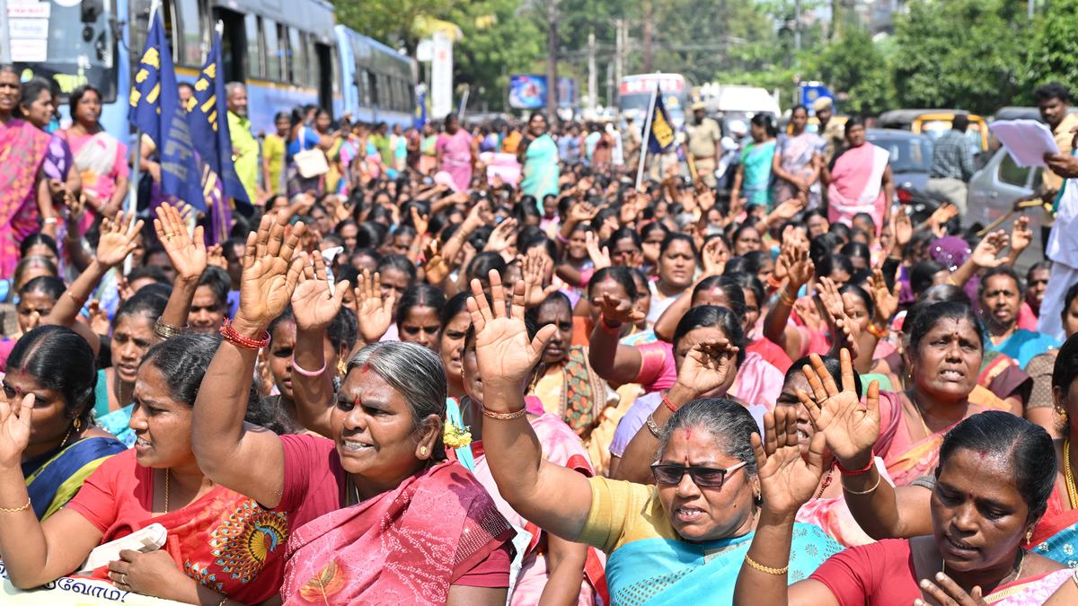 Anganwadi workers stage protests across delta districts