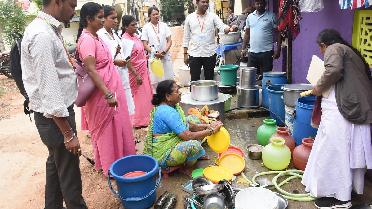 Health workers conducting a dengue awareness campaign in Mysuru