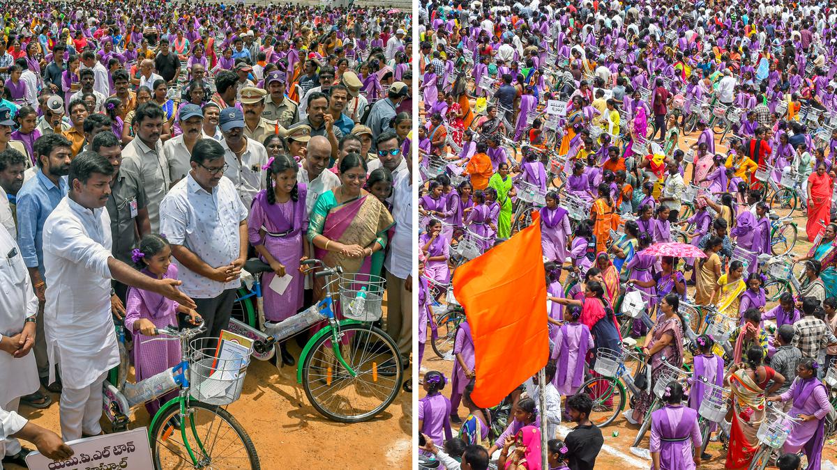 2,500 bicycles distributed to Class IX and X girl students of government schools in Anakapalli of Andhra Pradesh