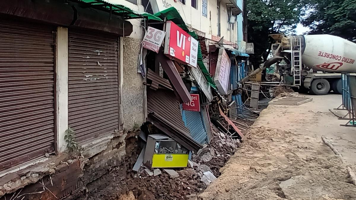 Building damaged during storm-water drain work near Cooum in Chintadripet
