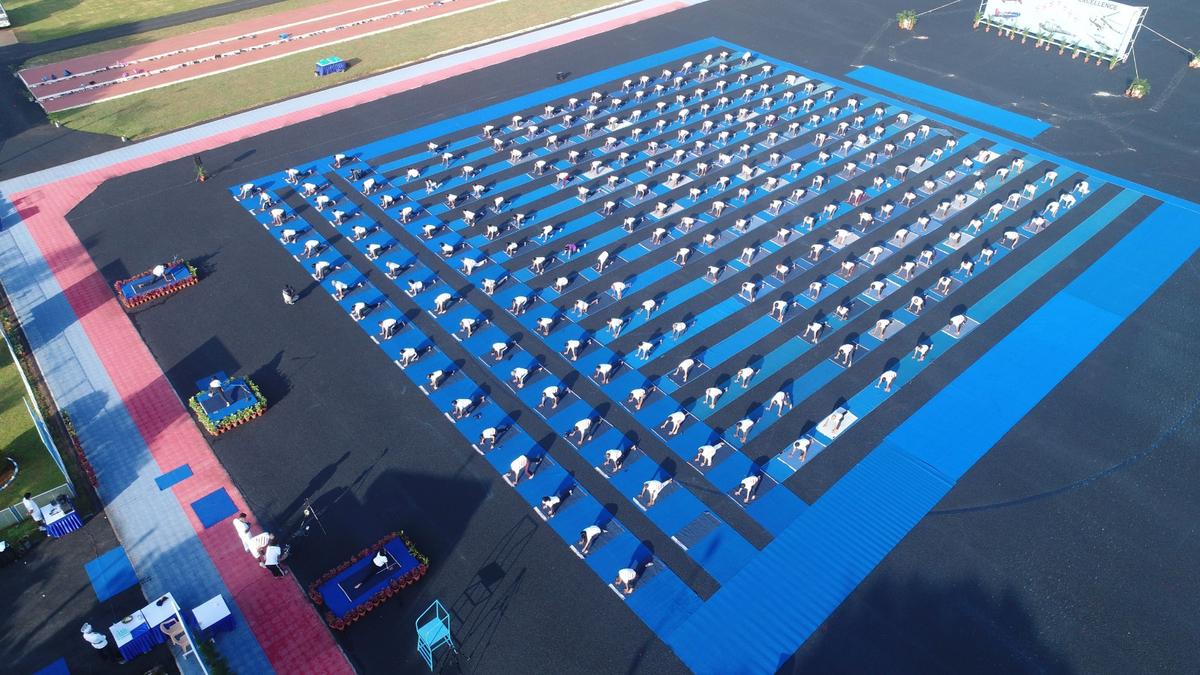 More than 3,000 IAF personnel and their family members, trainees, Agniveervayu and students participated in the 10th International Day of Yoga organised by HQ Training Command (IAF), Bengaluru on June 21, 2024. More than 3,000 IAF personnel and their family members, trainees, Agniveervayu and students participated in the 10th International Day of Yoga organised by HQ Training Command (IAF), Bengaluru on June 21, 2024.