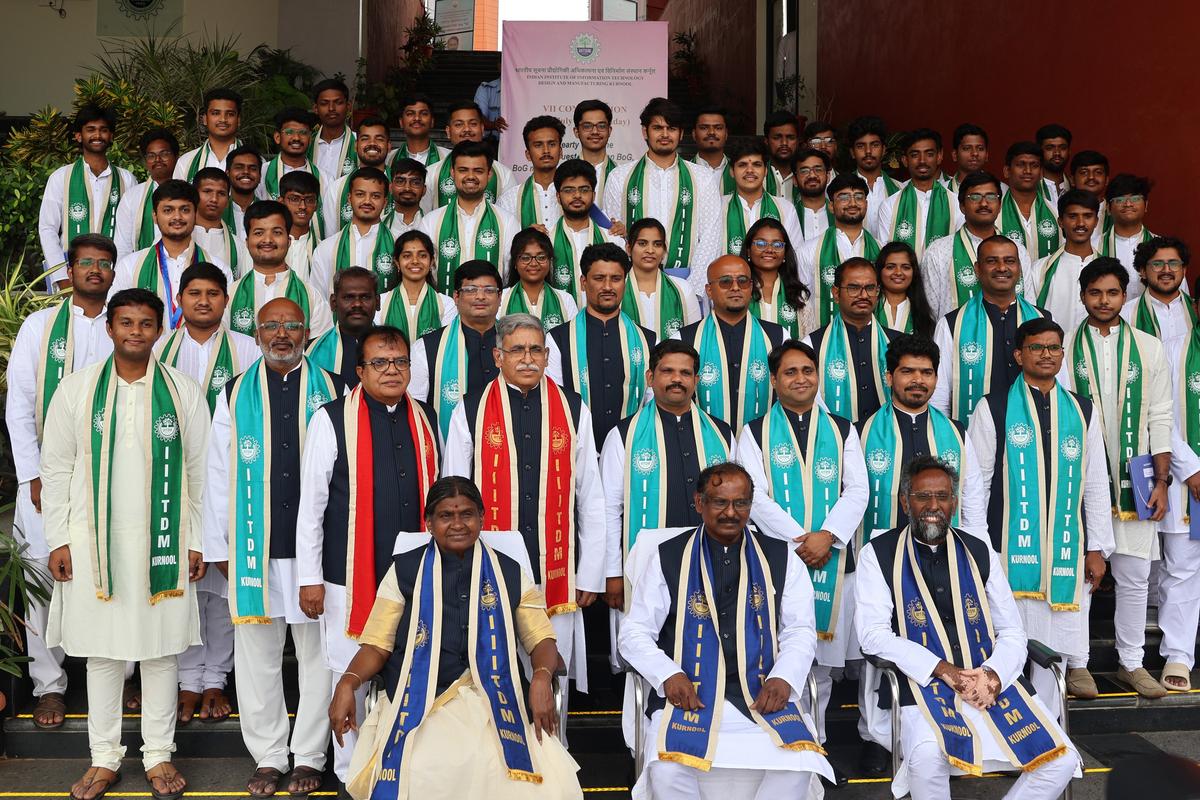 ISRO Chairman V. Narayanan taking part in the convocation of Indian Institute of Information Technology, Design and Manufacturing, in Kurnool on Sunday.