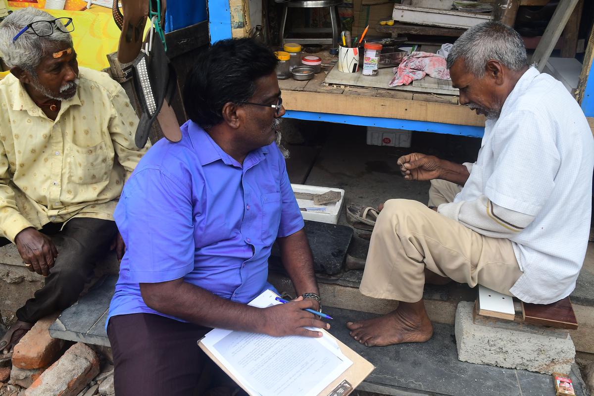 Members of Andhra Pradesh Kula Vivaksha Vyatireka Porata Samithi drumming up support for the proposed Chalo Delhi protest, called by Dalit Shoshan Mukti Manch, at Jantar Mantar in New Delhi on December 4, by running a signature campaign, in Vijayawada.