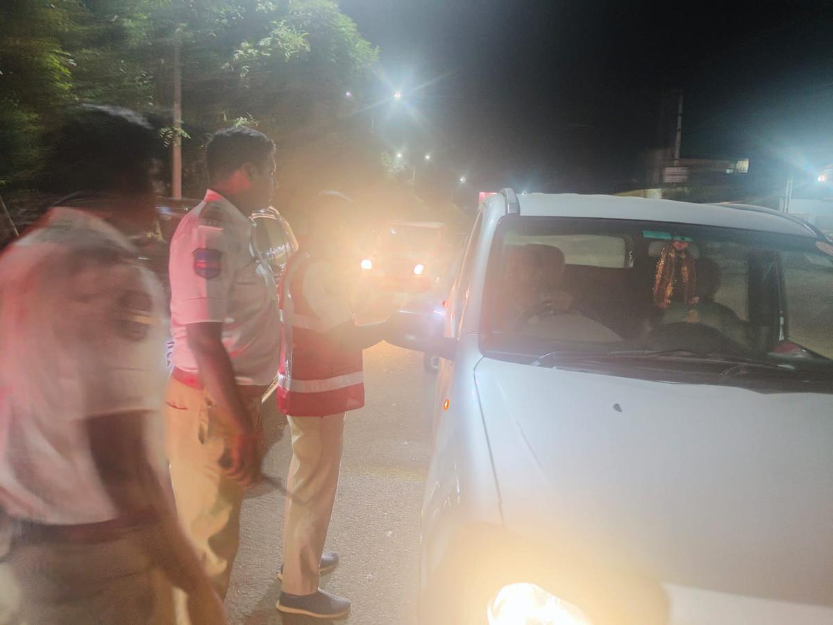 Cyberabad traffic police officials during the special weekend drunk driving enforcement Cyberabad traffic police officials during the special weekend drunk driving enforcement