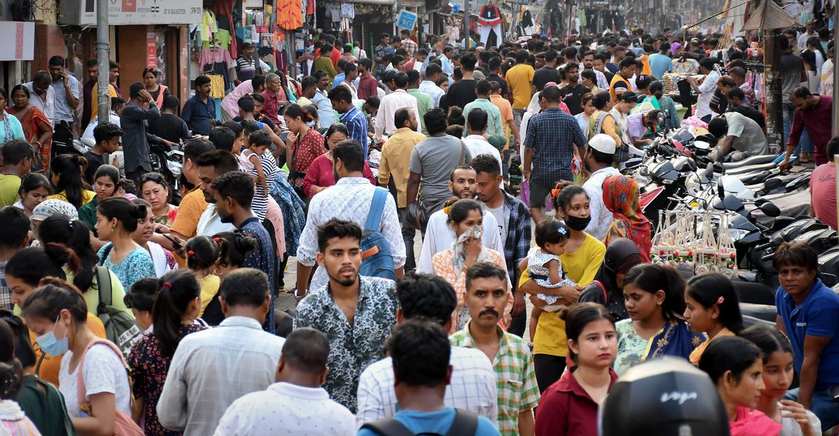 A crowded bazaar in Guwahati.