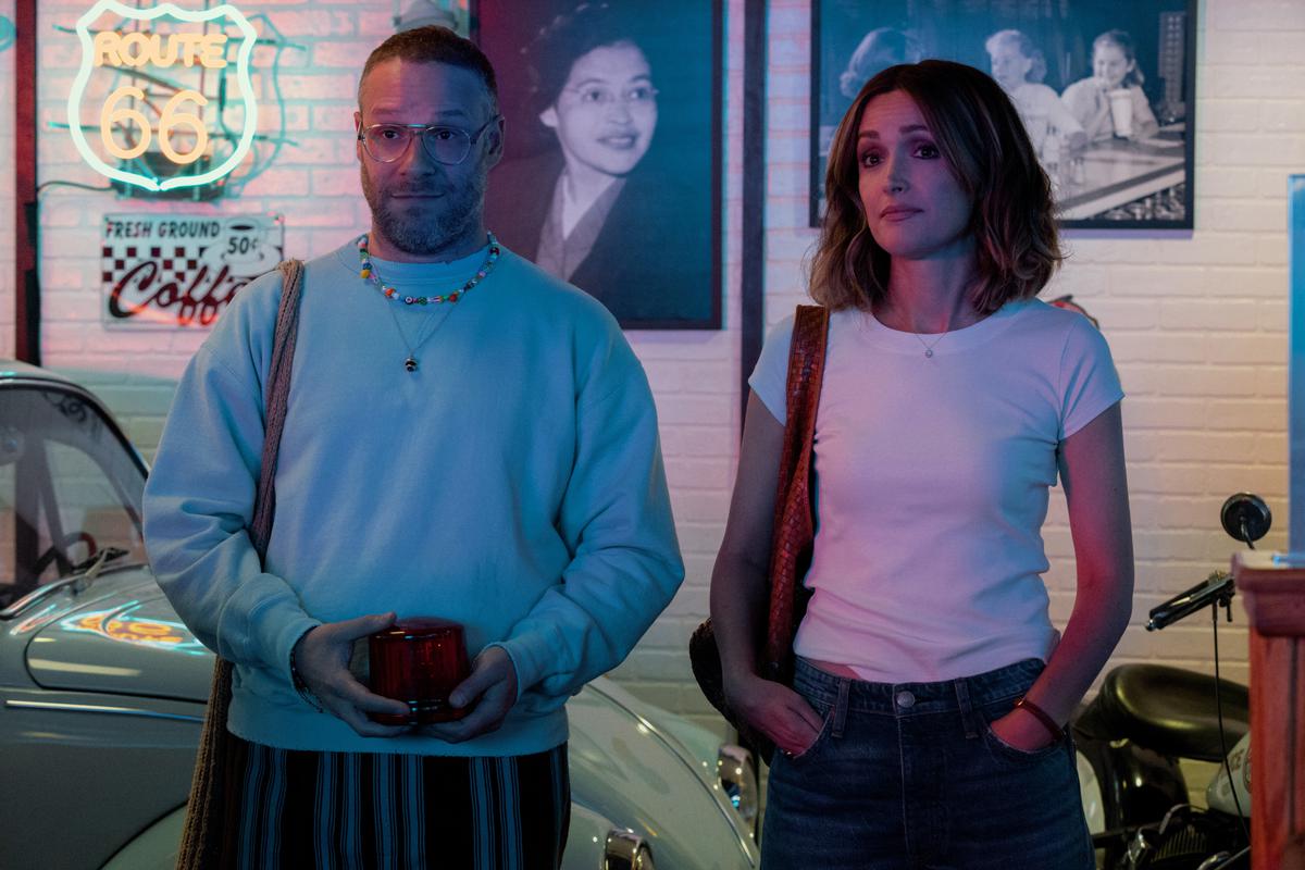 Seth Rogen and Rose Byrne in a still from ‘Platonic’