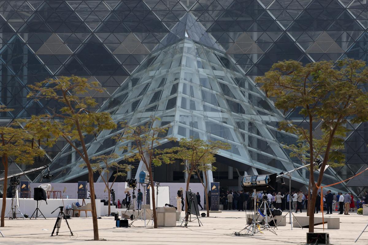A general view before the official opening ceremony of the Grand Egyptian Museum (GEM), near great Giza Pyramids, which will be attended by Egyptian President Abdel Fattah al-Sisi and other head state officials and key figures, in Giza, Egypt, November 1, 2025. REUTERS/Mohamed Abd El Ghany