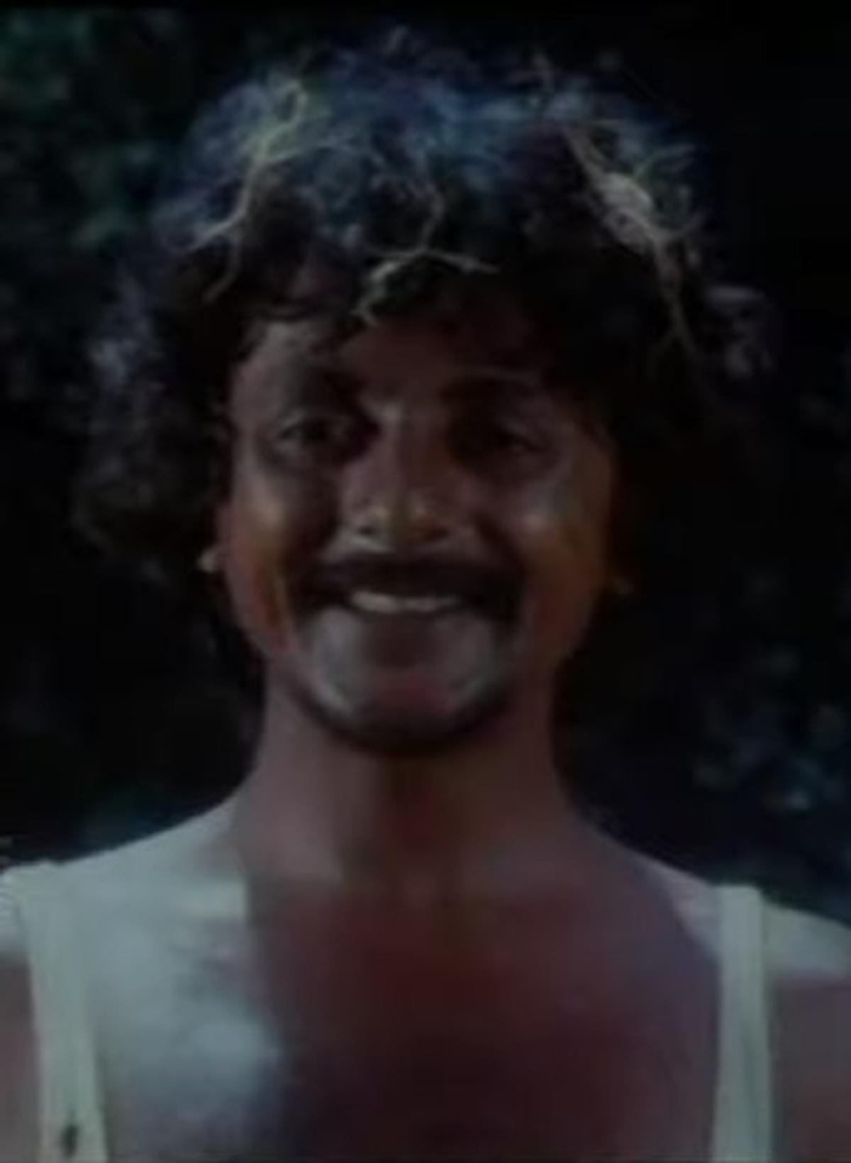 Screenshot of Pratap Pothen as Thakra from Bharathan's 1979 Malayalam film 'Thakara'