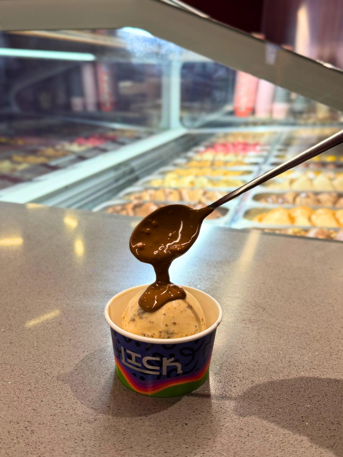 Australian Macadamia praline gelato with Espresso cookie cubes at Lick