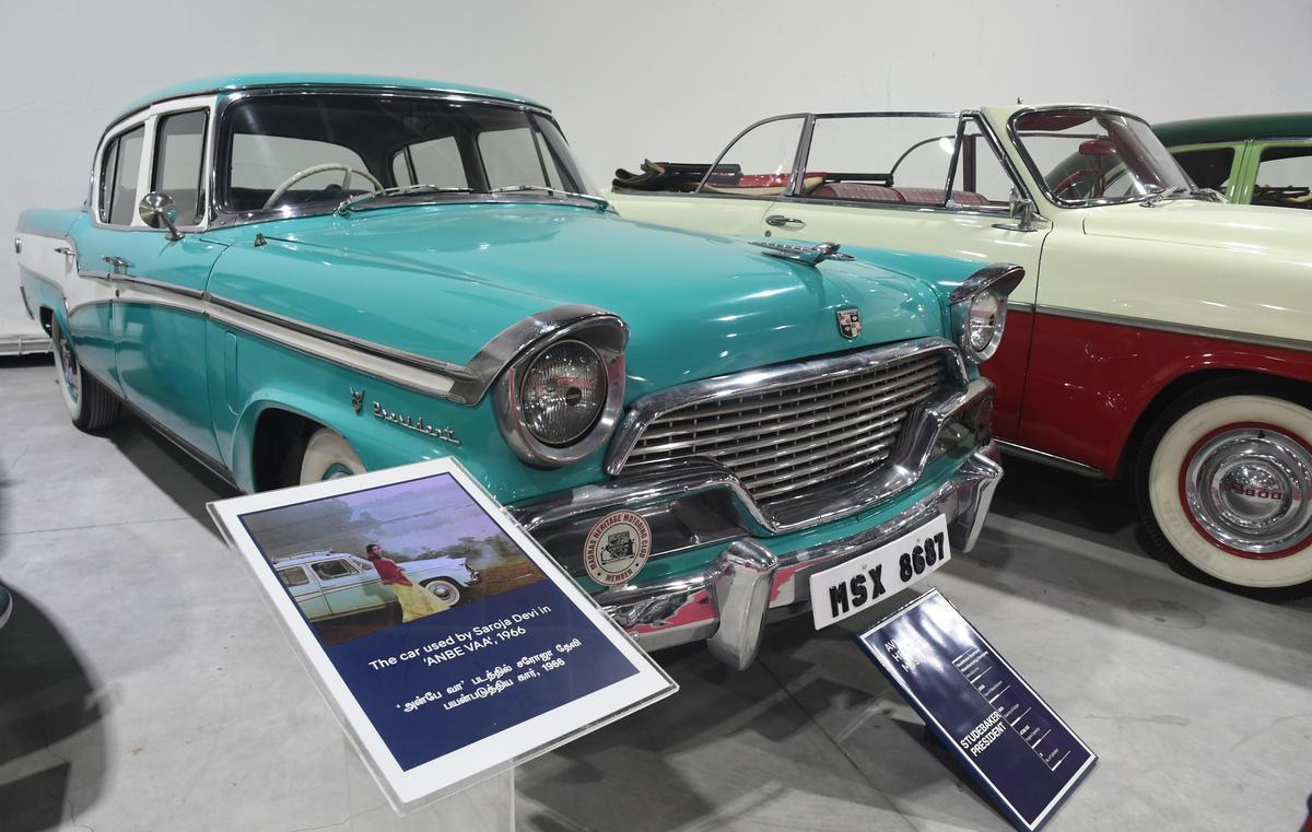 The vintage car used by actor Saroj Devi in the Tamil film 'Ambe via' continued to perform at the AVM Heritage Museum in Chennai. file The vintage car used by actor Saroj Devi in the Tamil film 'Ambe via' continued to perform at the AVM Heritage Museum in Chennai. file