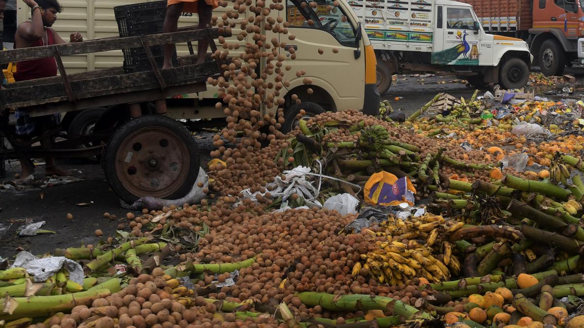 Merchants dump unsold stock of fruits in Koyambedu market complex