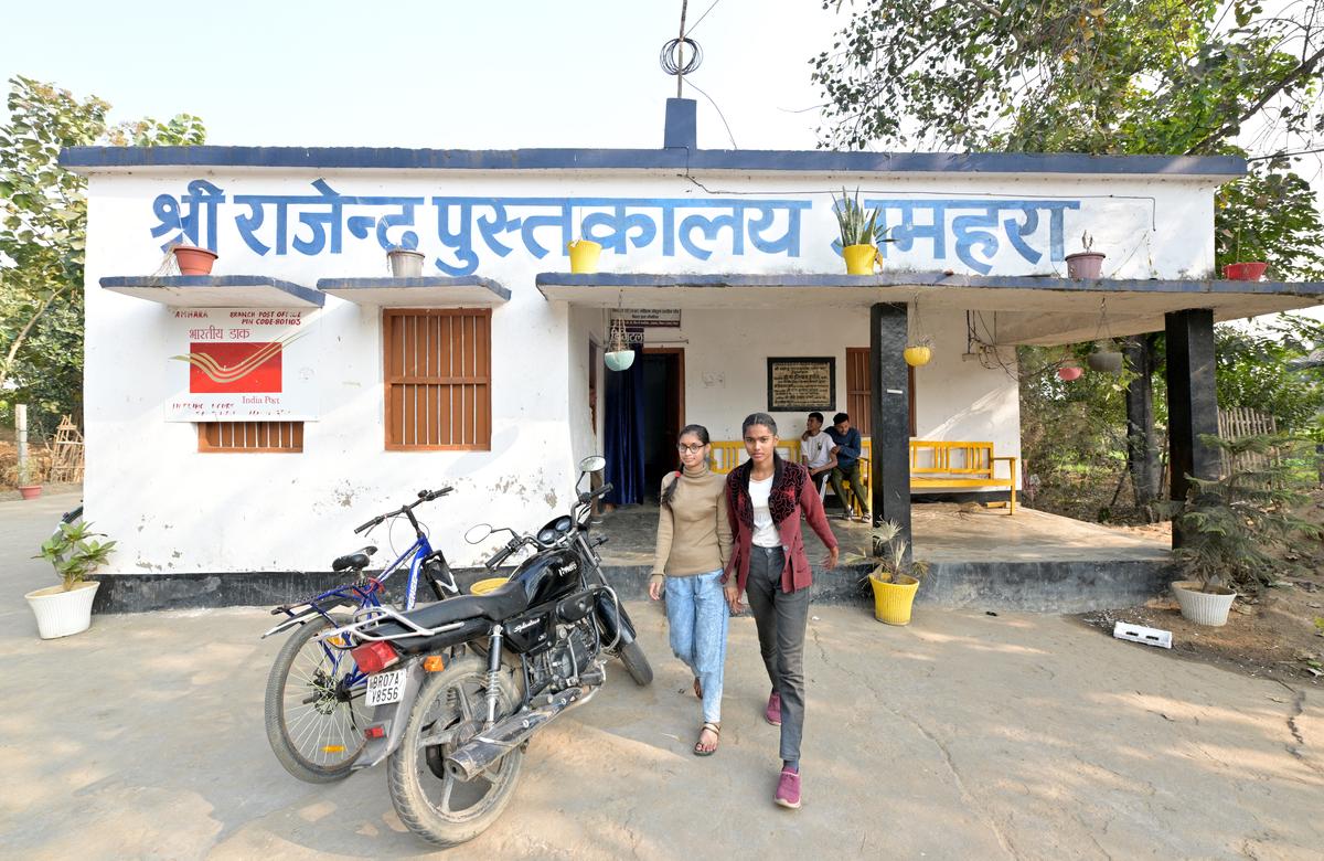 Students leave the Didi ki Library, where they do homework and read.