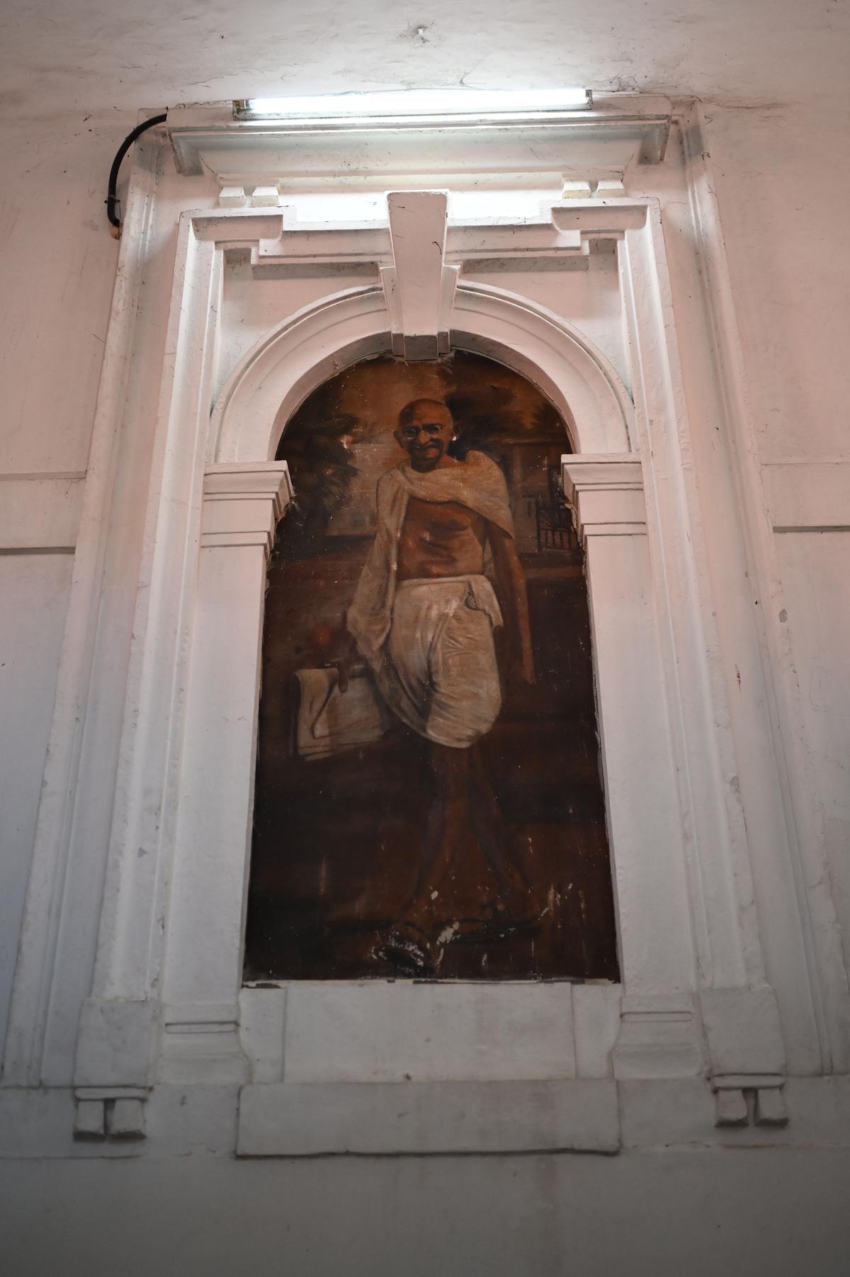 A painting of Mahatma Gandhi