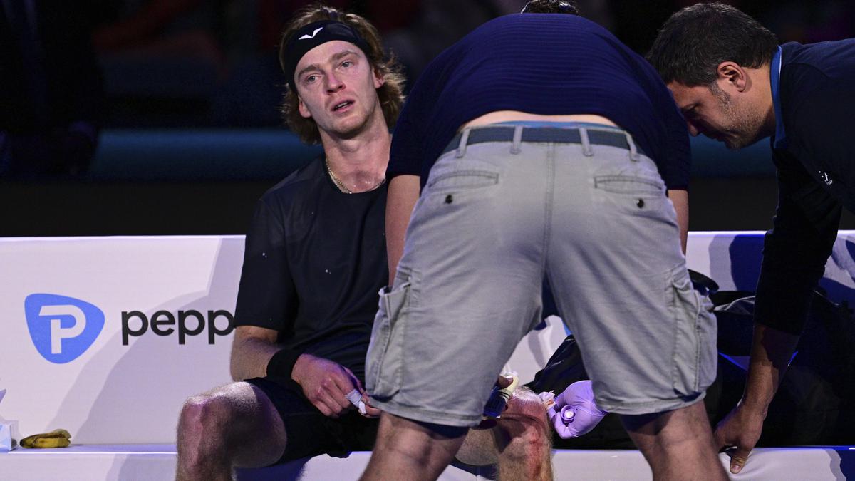 Rublev bloodies himself with his racket in frustration during loss to Alcaraz at ATP Finals