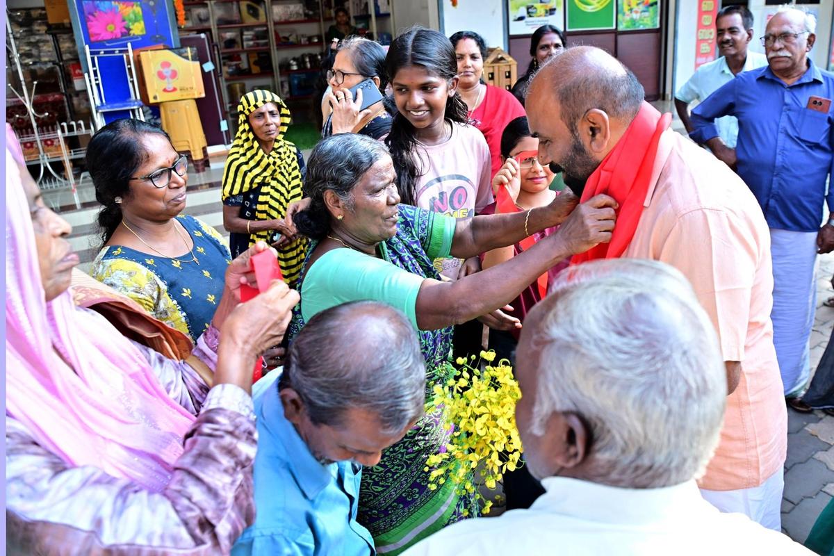 LDF candidate SL Sajikumar during campaigns in Kundara.