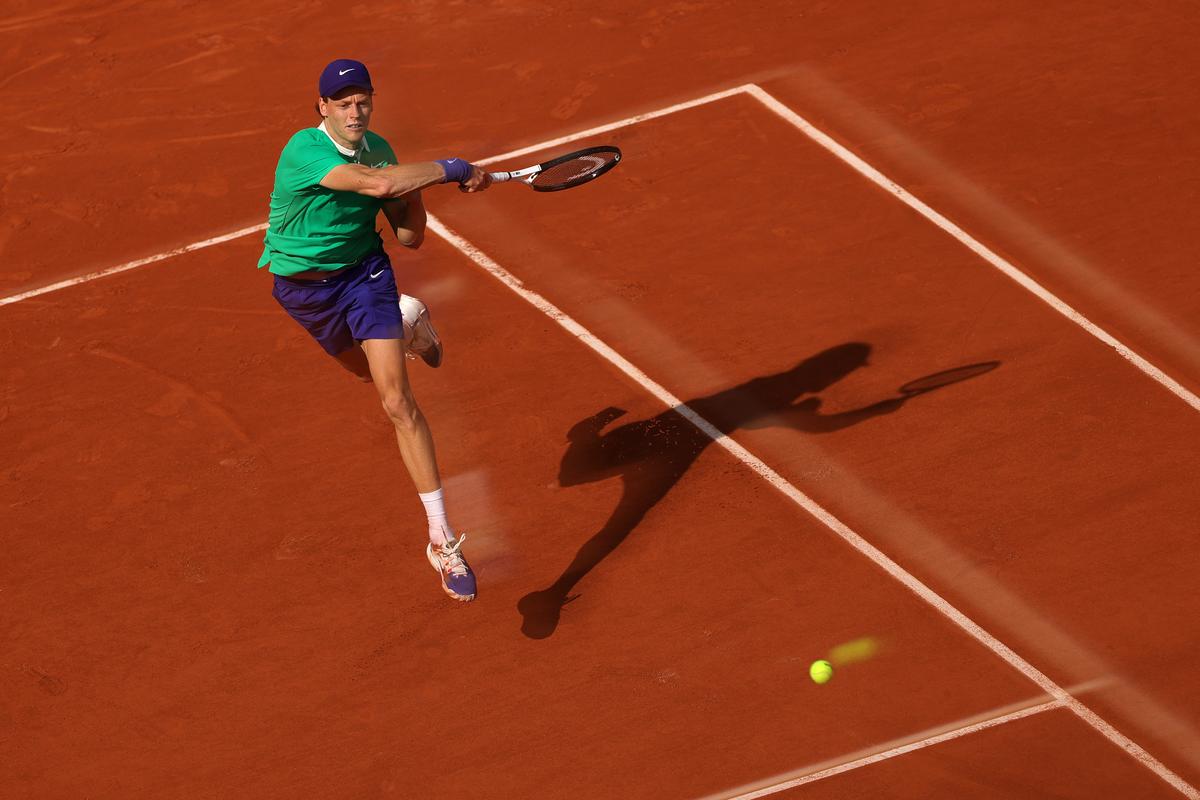 Jannik Sinner of Italy plays a forehand against Alexander Bublik of Kazakhstan during the Men’s Singles quarterfinal match of the 2025 French Open at Roland Garros on June 4, 2025 in Paris, France Jannik Sinner of Italy plays a forehand against Alexander Bublik of Kazakhstan during the Men’s Singles quarterfinal match of the 2025 French Open at Roland Garros on June 4, 2025 in Paris, France