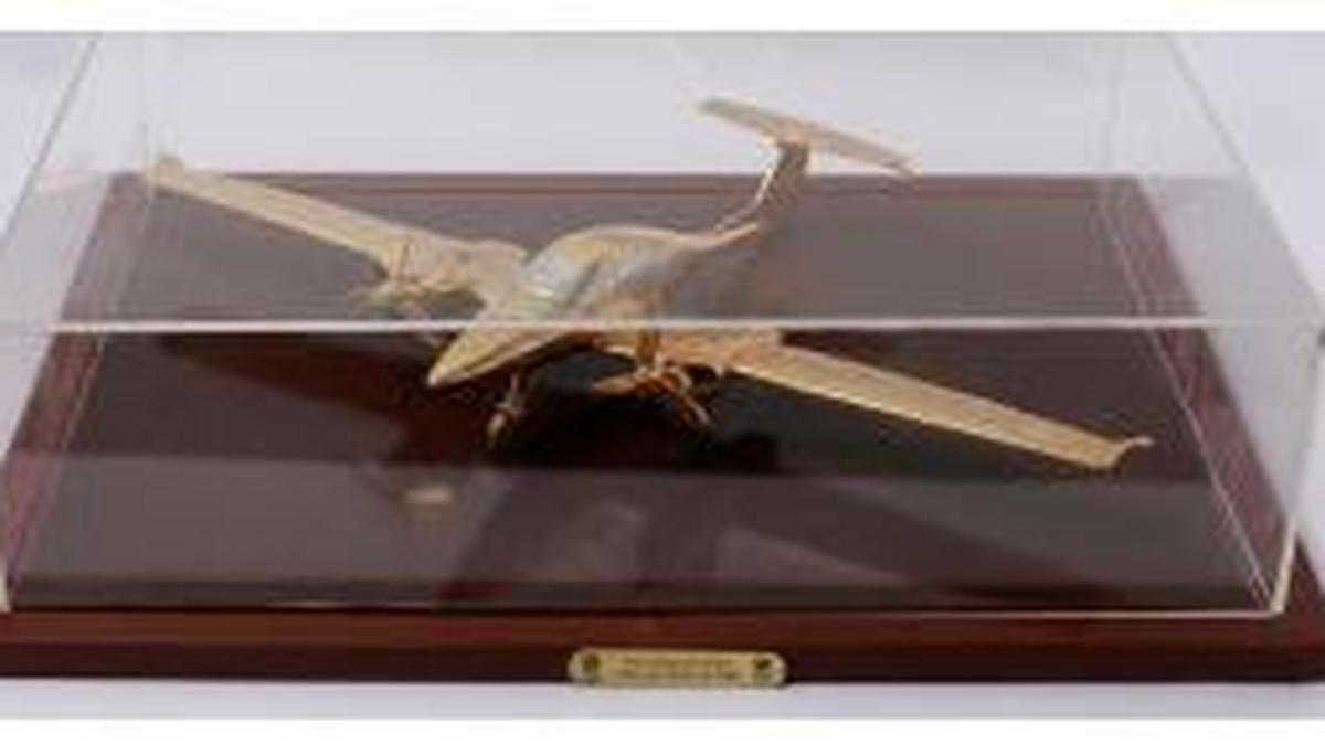 Silk kite, replica of Diamond DA62 propeller aircraft gifted to German Chancellor Merz