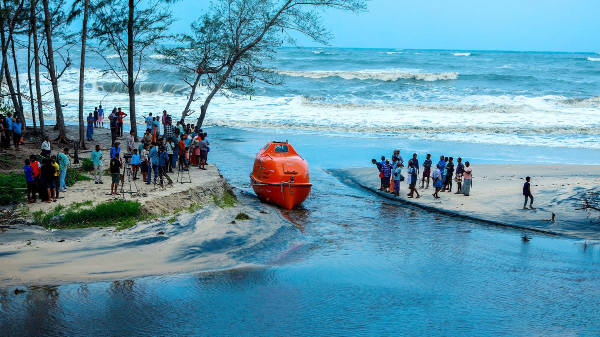 Lifeboat from Singapore-flagged cargo ship Wan Hai 503 washes ashore in Kerala’s Alappuzha