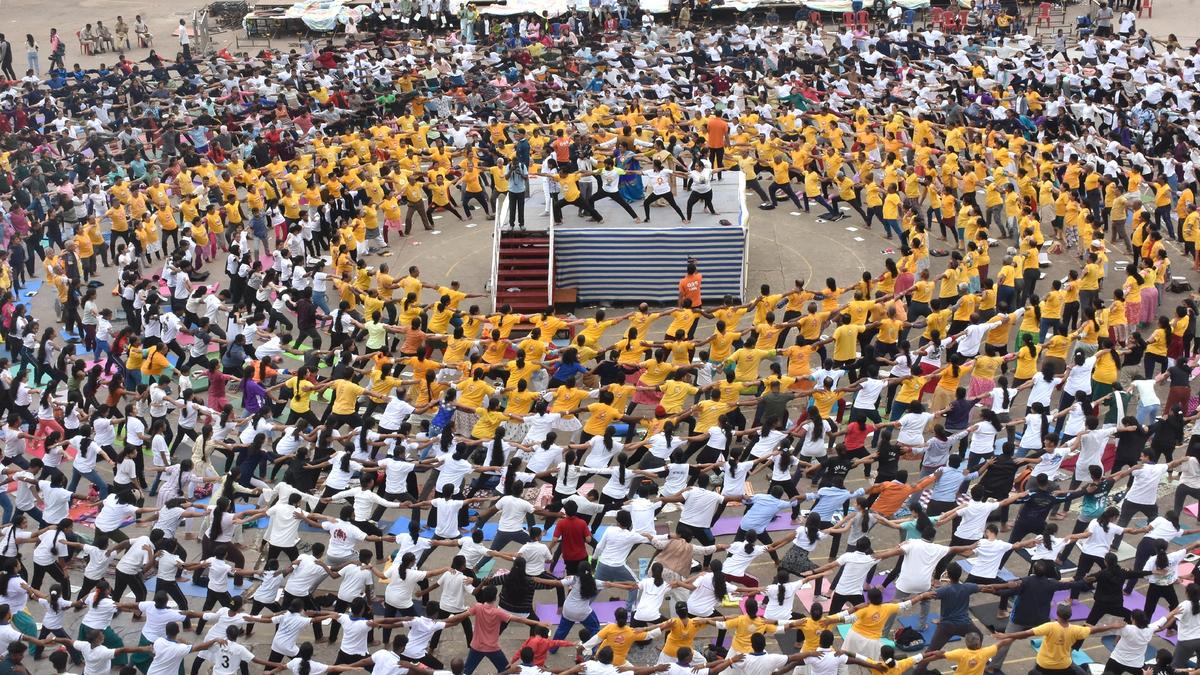 Yoga chain formed as part of Dasara