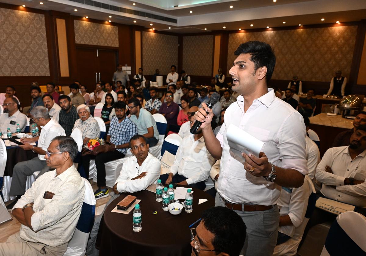 A participant speaking at Connect-2024 in Mangaluru on Wednesday.