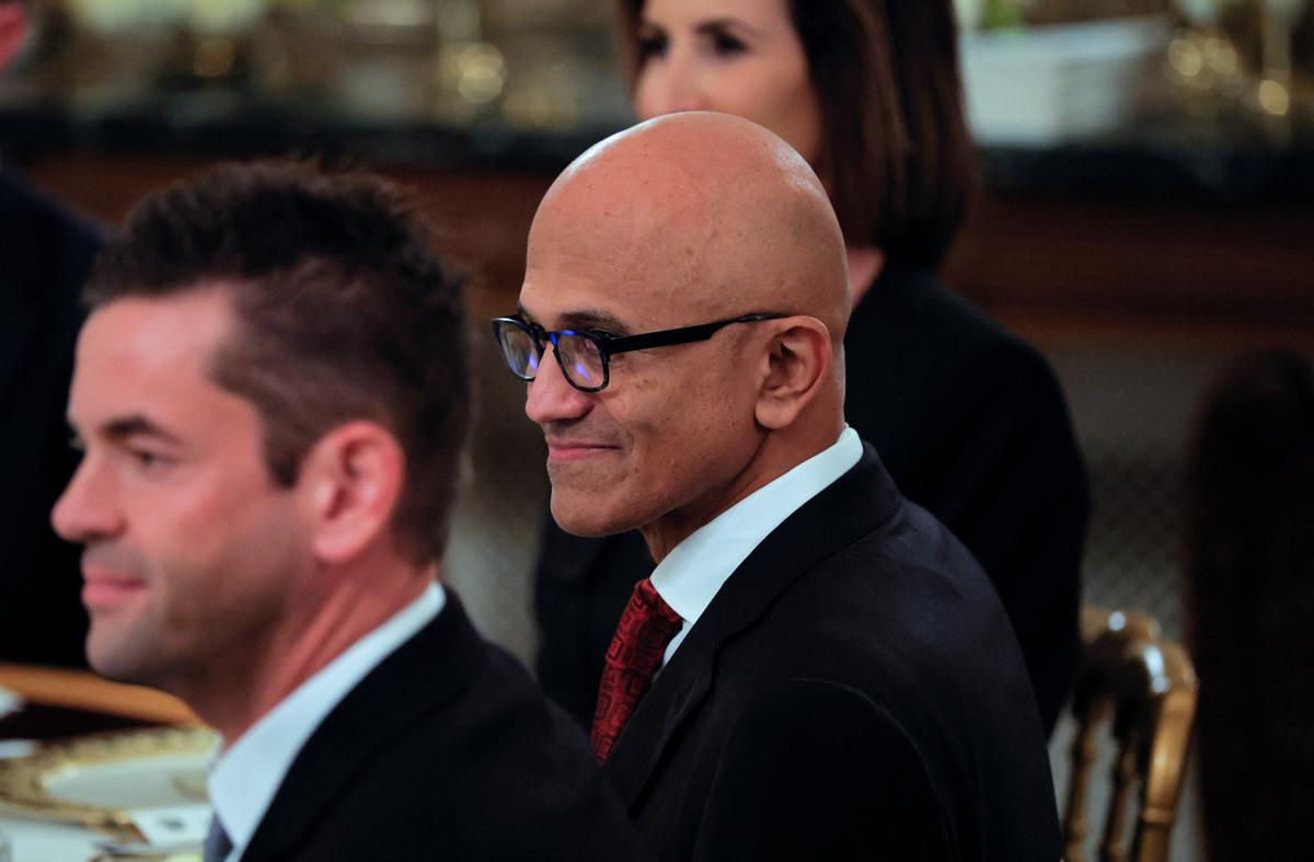 Microsoft CEO Satya Nadella attended a private dinner for technology and business leaders organized by US President Donald Trump