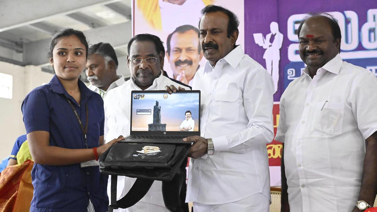 Over 1,300 students receive free laptops in Erode