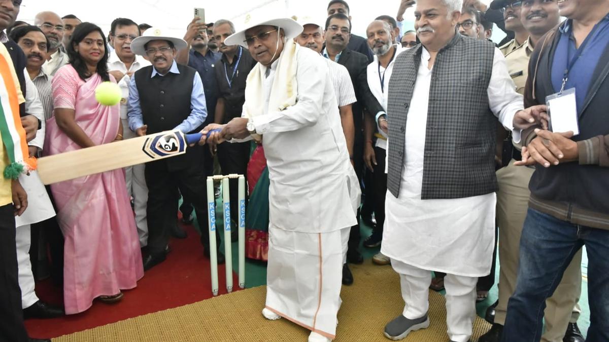 Karnataka CM Siddaramaiah lays foundation stone for cricket stadium in Tumakuru