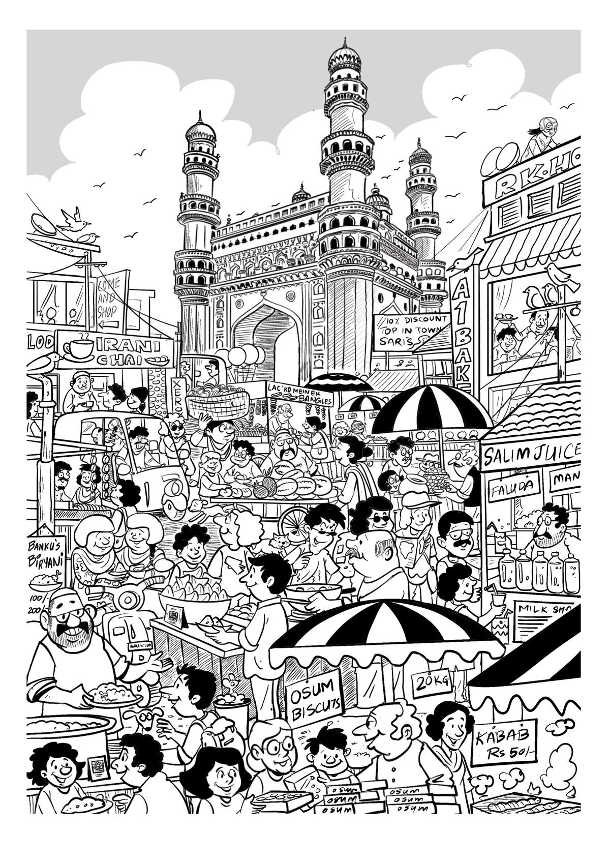 pôster especial específico da cidade apresentando Hyderabad pôster especial específico da cidade apresentando Hyderabad