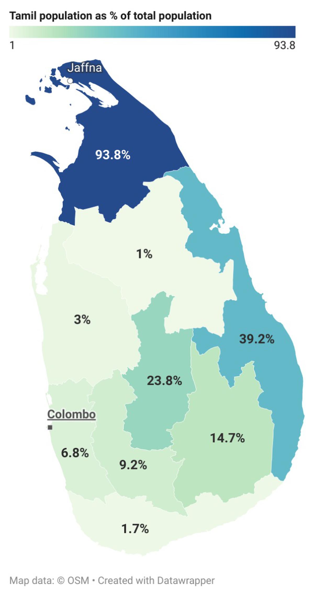 Flights from Jaffna to Chennai is a boon for the Northern Province, where over 93% of the population is Tamil. | Source: Sri Lanka census 