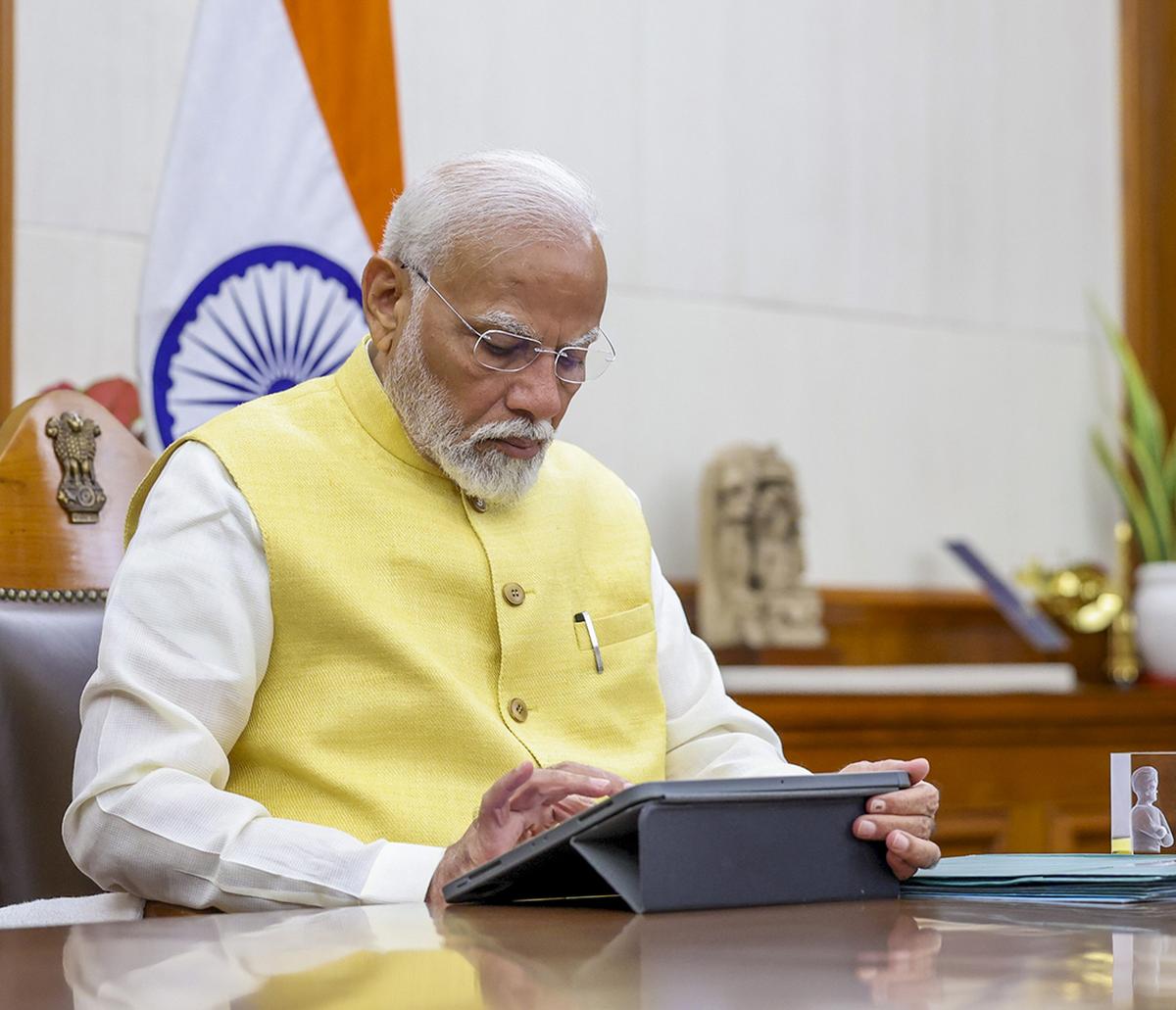 New Delhi: Prime Minister Narendra Modi takes charge of the office, in New Delhi, Monday, June 10, 2024. New Delhi: Prime Minister Narendra Modi takes charge of the office, in New Delhi, Monday, June 10, 2024.