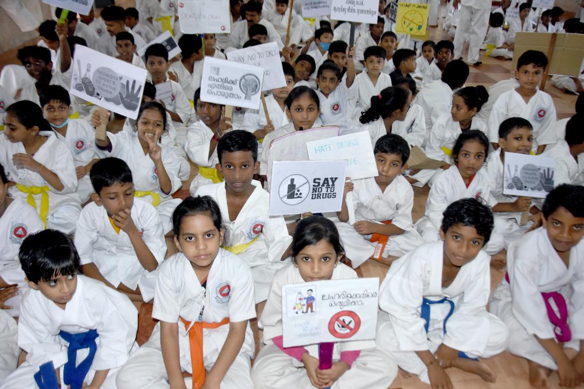 Karate students take part in anti-drug campaign