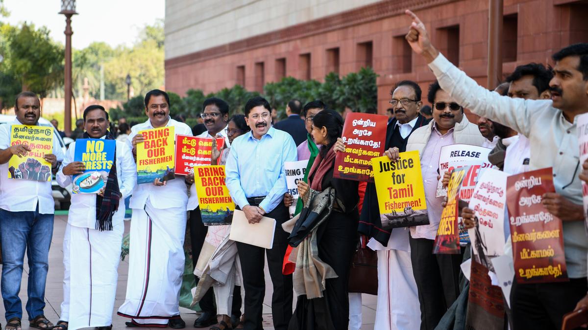 MPs of DMK, allies stage protest in Parliament premises over  fishermen issue